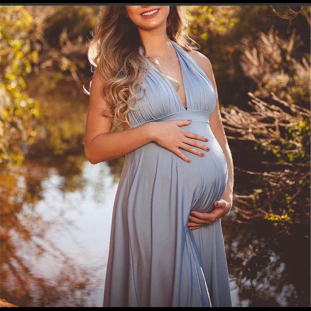 Maternity Elegant Sleeveless V-Neck Dress
